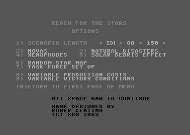Reach for the Stars screenshot 2 for Commodore 64
